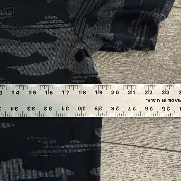 Travis Mathew Golf Polo Shirt Mens Medium Black Camo Palm Tree All Over Print - Picture 5 of 7